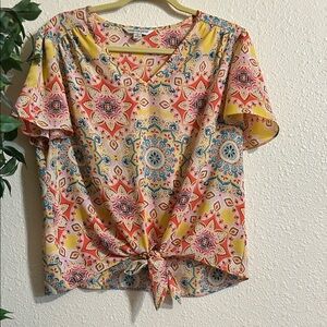 Counterparts Yellow and Red Star Pattern Blouse